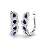 0.65ct Blue Sapphire & Diamond Hoop Earrings in 18k White Gold - All Diamond