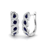 0.65ct Blue Sapphire & Diamond Hoop Earrings in 18k White Gold - All Diamond