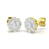 Cluster Earrings 0.75ct G/SI Quality Diamond in 18k Yellow Gold - All Diamond