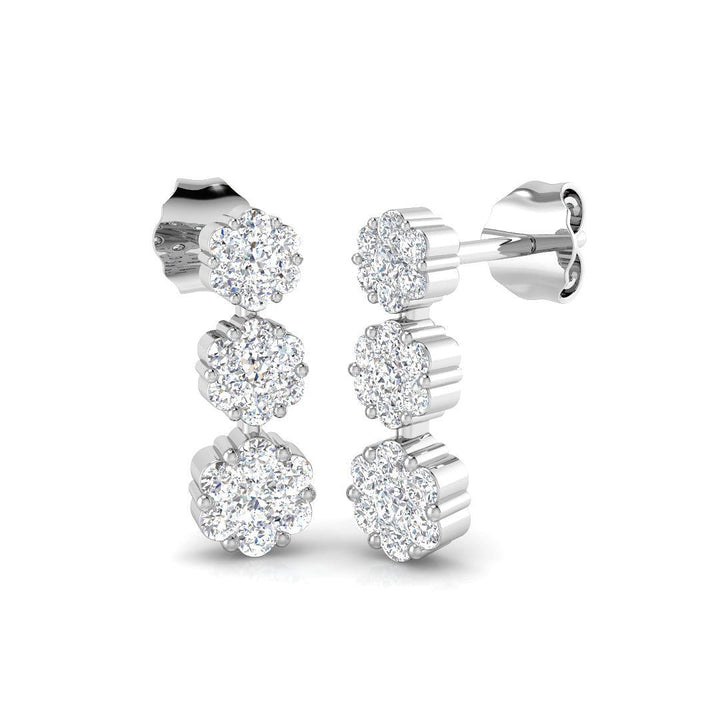 Diamond Cluster Drop Earrings 0.50ct G/SI Quality set in 18k White Gold