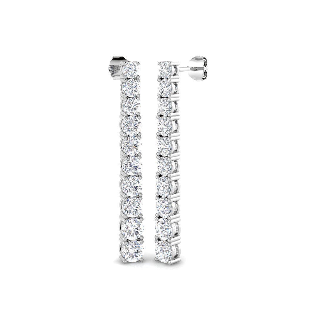 Diamond Drop Earrings 5.25ct G/SI Quality in 18k White Gold 5.0mm - All Diamond