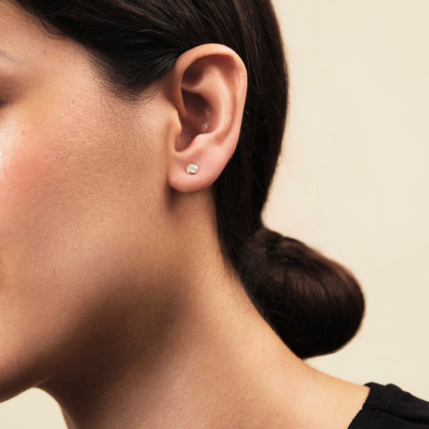 Diamond Rub Over Stud Earrings 0.30ct G/SI Quality in 18k White Gold - All Diamond