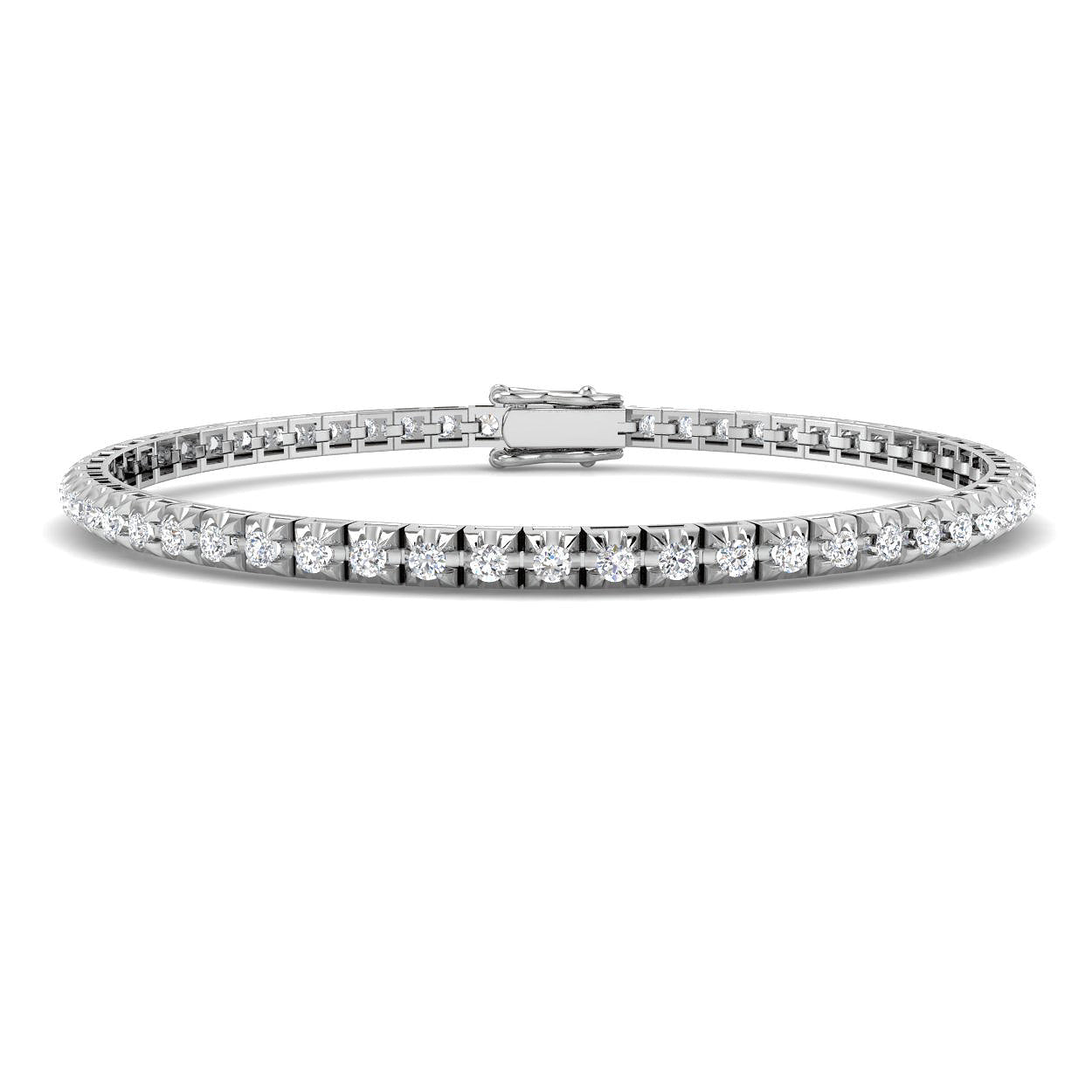 Illusion Diamond Tennis Bracelet 2.00ct G/SI in 9k White Gold - All Diamond