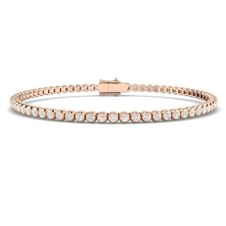 Rub Over Diamond Tennis Bracelet 1.00ct G/SI in 9k Rose Gold