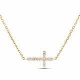 0.10ct Classic Sideways Diamond Cross Pendant Necklace 9k Yellow Gold - All Diamond