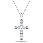 0.25ct Classic Claw Set Diamond Cross Pendant in 18K White Gold - All Diamond