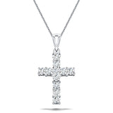 0.25ct Classic Claw Set Diamond Cross Pendant in 18K White Gold - All Diamond