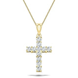 0.25ct Classic Claw Set Diamond Cross Pendant in 18K Yellow Gold - All Diamond