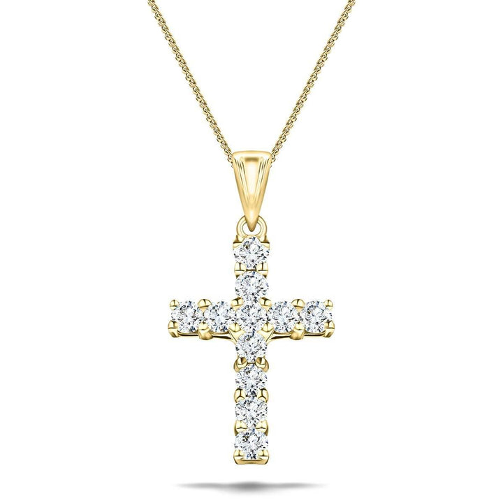 0.25ct Classic Claw Set Diamond Cross Pendant in 18K Yellow Gold