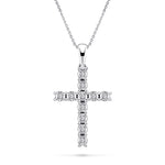 1.00ct Look Classic Claw Set Diamond Cross Pendant in 9k White Gold - All Diamond