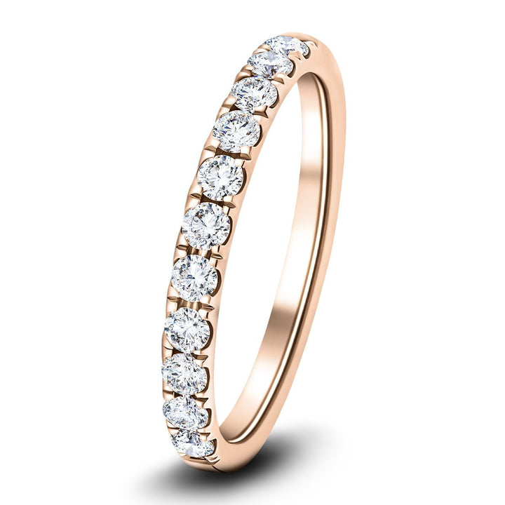 11 Stone Half Eternity Ring 0.40ct G/SI Diamonds in 18k Rose Gold