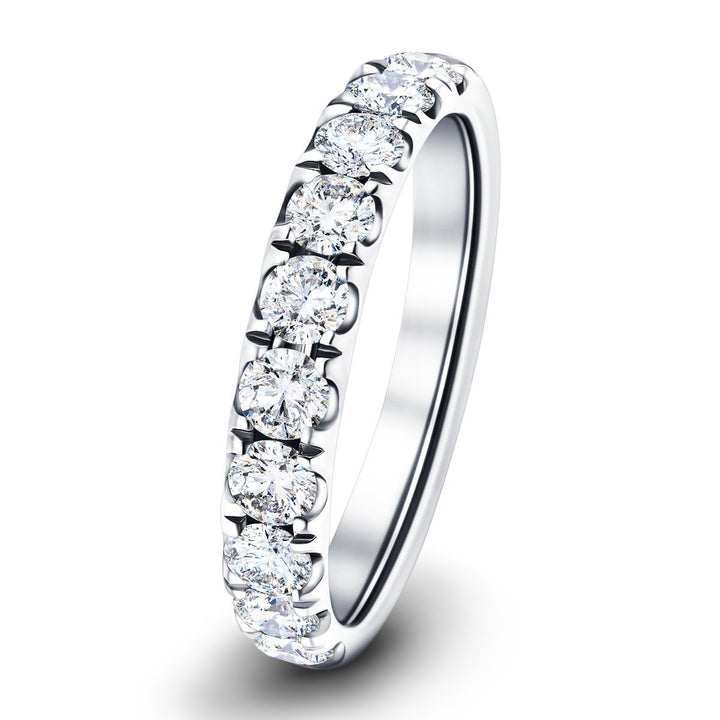 11 Stone Half Eternity Ring 1.00ct G/SI Diamonds in 18k White Gold
