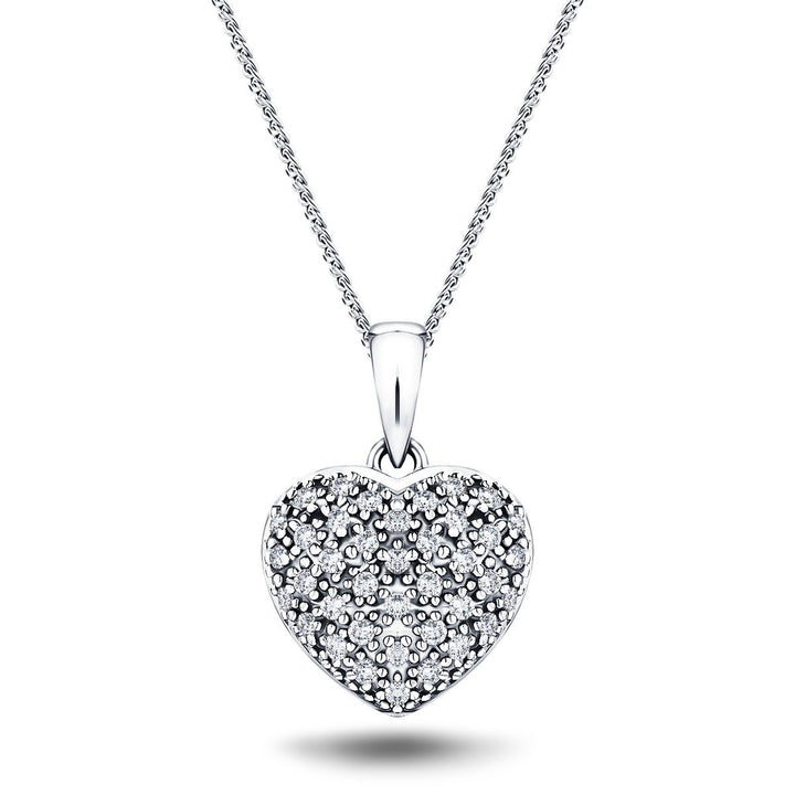 18K White Gold 0.20ct Diamond Heart Pendant