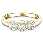 18k Yellow Gold 0.25ct G/SI Diamond Three Stone Bezel Set Ring - All Diamond