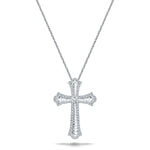 2.00ct Baguette and Round Cut Claw Set Diamond Cross in 18k White Gold - All Diamond