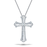 2.00ct Baguette and Round Cut Claw Set Diamond Cross in 18k White Gold - All Diamond