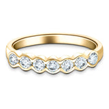 7 Stone Semi Bezel Set Diamond Ring 0.75ct G/SI in 18k Yellow Gold - All Diamond
