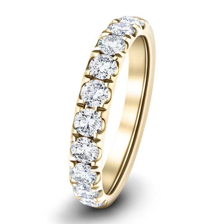 9 Stone Half Eternity Ring 1.35ct G/SI Diamonds in 18k Yellow Gold