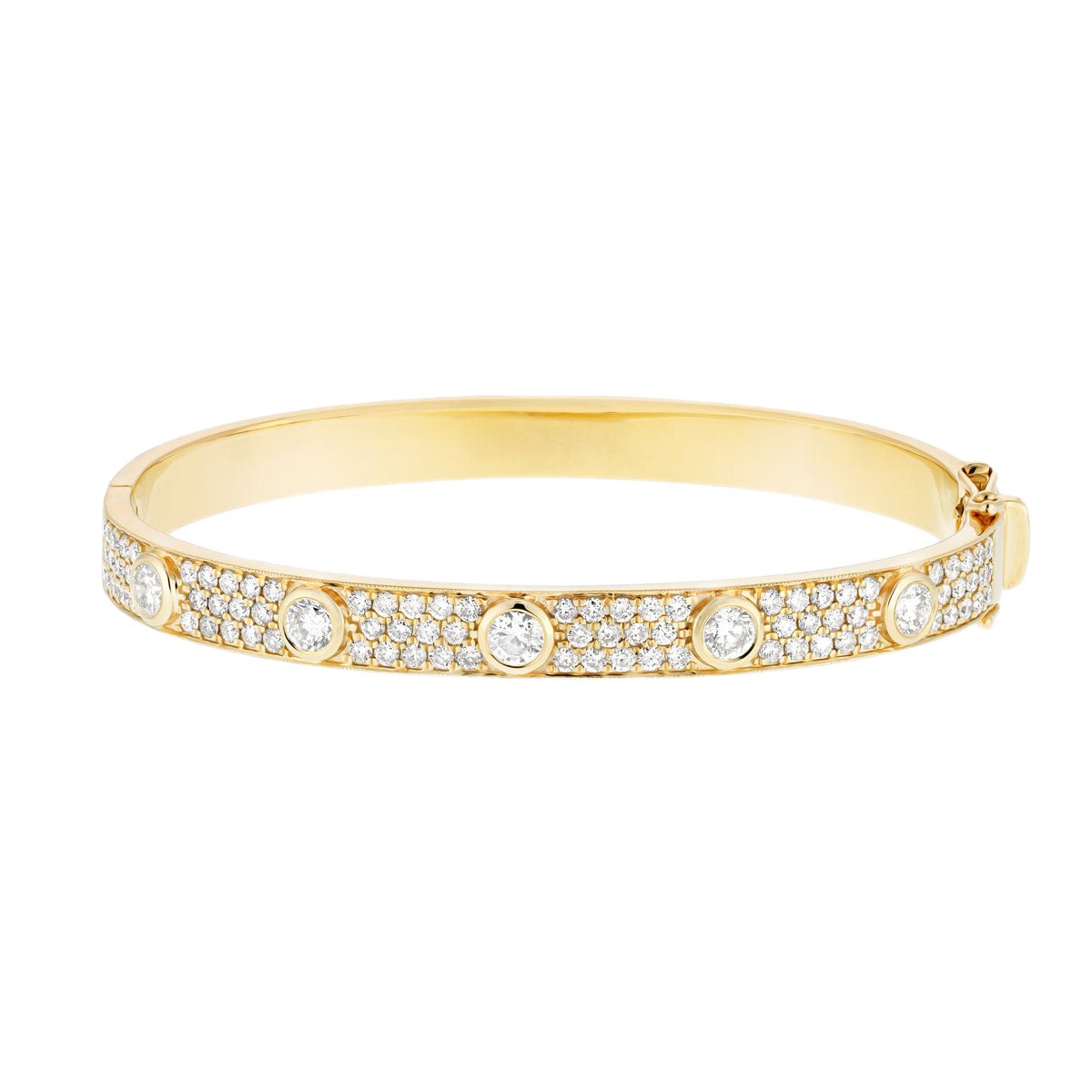 9k Yellow Gold Diamond Bangle 3.10ct G/SI Quality Diamonds - All Diamond