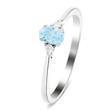 Aquamarine 0.50ct Diamond 0.06ct Three Stone Ring 9k White Gold