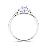 Tanzanite 0.50ct Diamond 0.06ct Three Stone Ring 9k White Gold