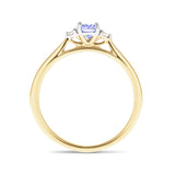 Tanzanite 0.50ct Diamond 0.06ct Three Stone Ring 9k Yellow Gold