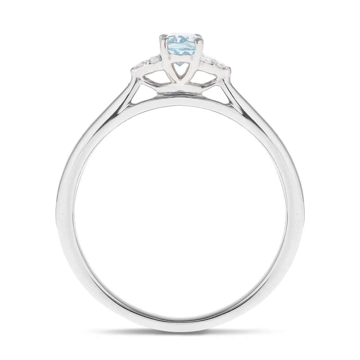 Aquamarine 0.25ct Diamond 0.03ct Cluster Ring 9k White Gold - All Diamond