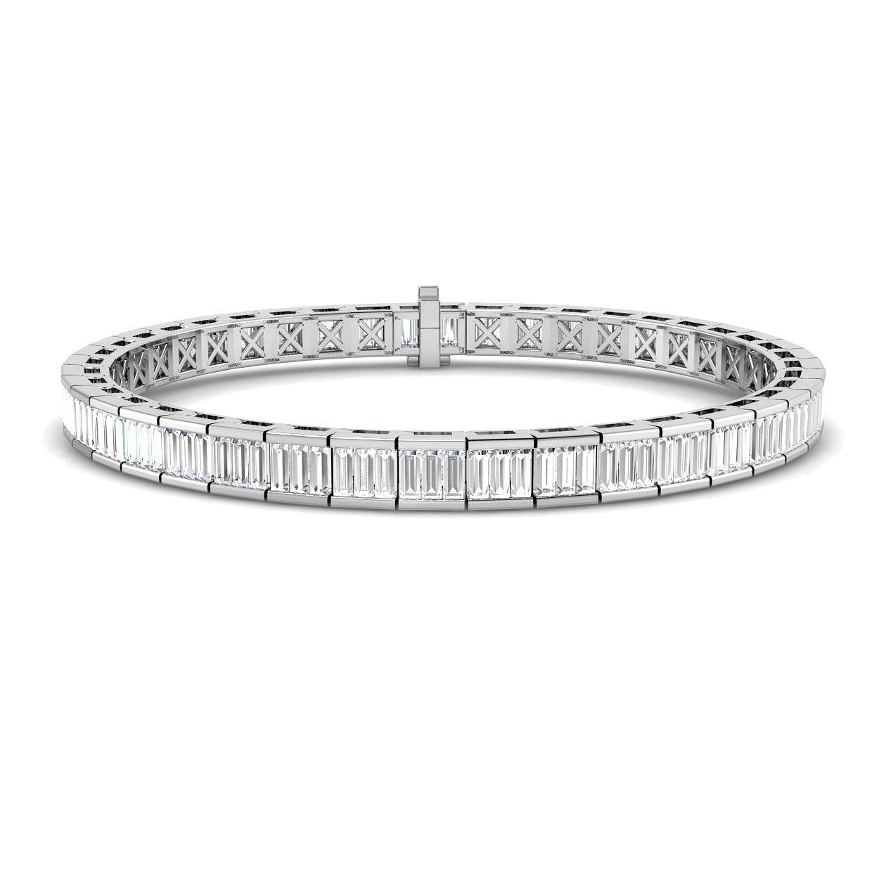 Baguette Diamond Tennis Bracelet 5.00ct G/SI in 18k White Gold - All Diamond