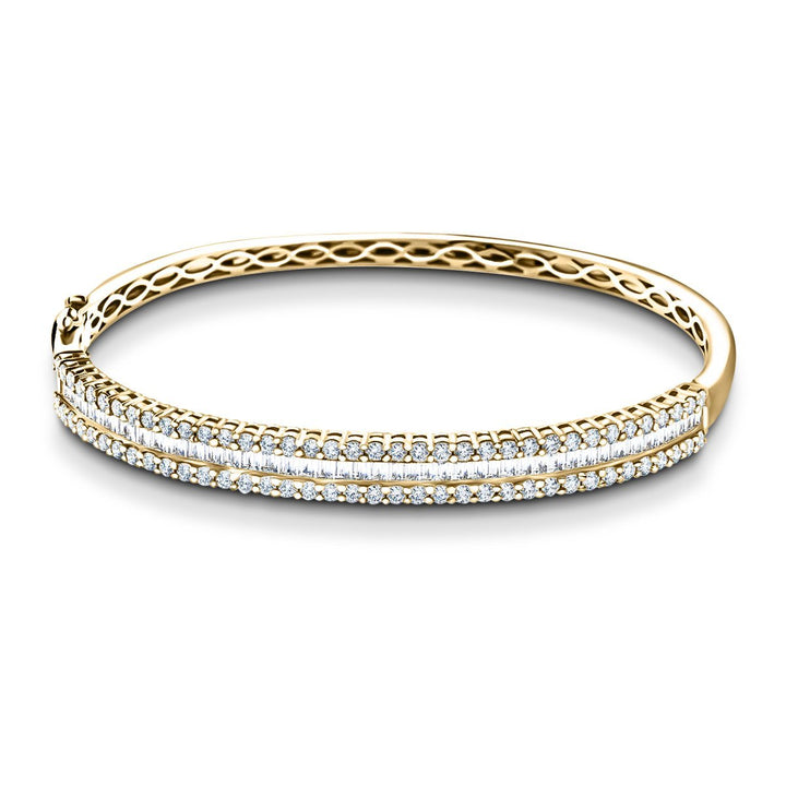 Baguette & Round Diamond Bangle 3.50ct G/SI Diamond in 18k Yellow Gold