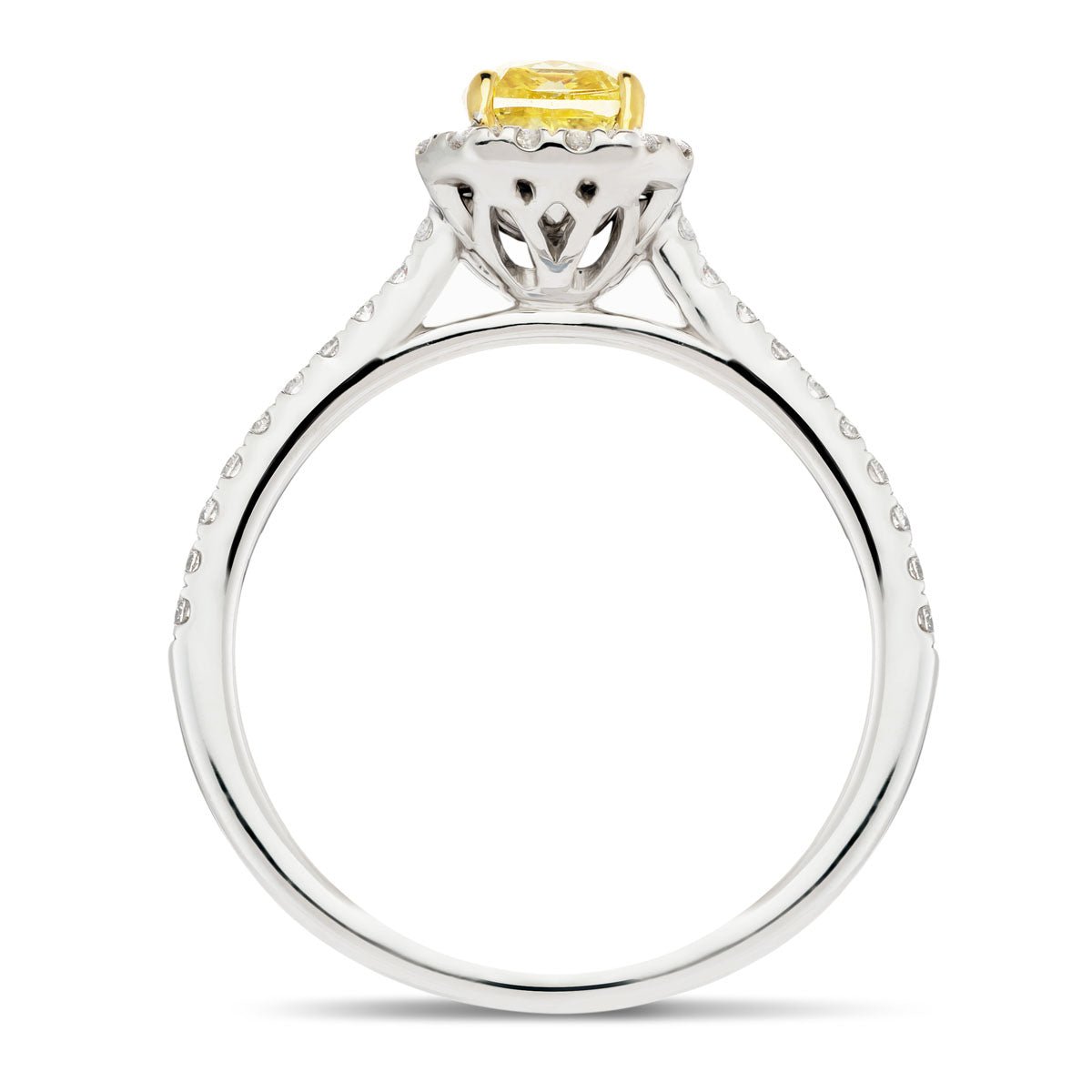 Certified Cushion Yellow Diamond Engagement Ring 2.40ct Ring in Platinum - All Diamond