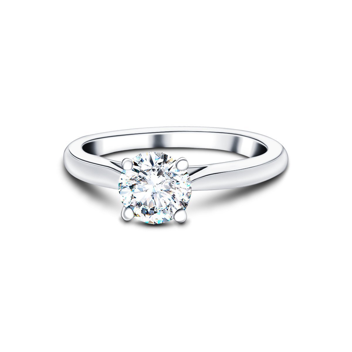 Certified Solitaire Diamond Engagement Ring 0.70ct H/SI Quality 18k White Gold - All Diamond