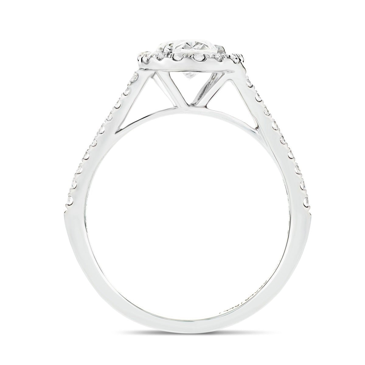 Certified Twist Oval Diamond Halo Engagement Ring 0.60ct G/SI in 18k White Gold - All Diamond