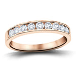 Channel Set Half Eternity Ring 0.50ct G/SI in 18k Rose Gold 3.4mm - All Diamond