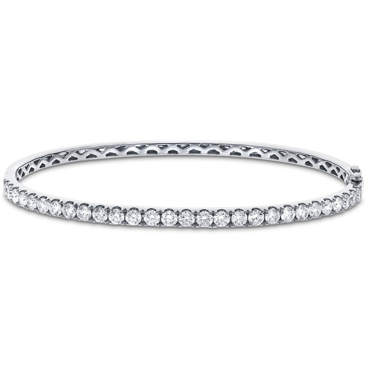 Claw Set Half Diamond Bangle 0.90ct G/SI Diamond in 18k White Gold