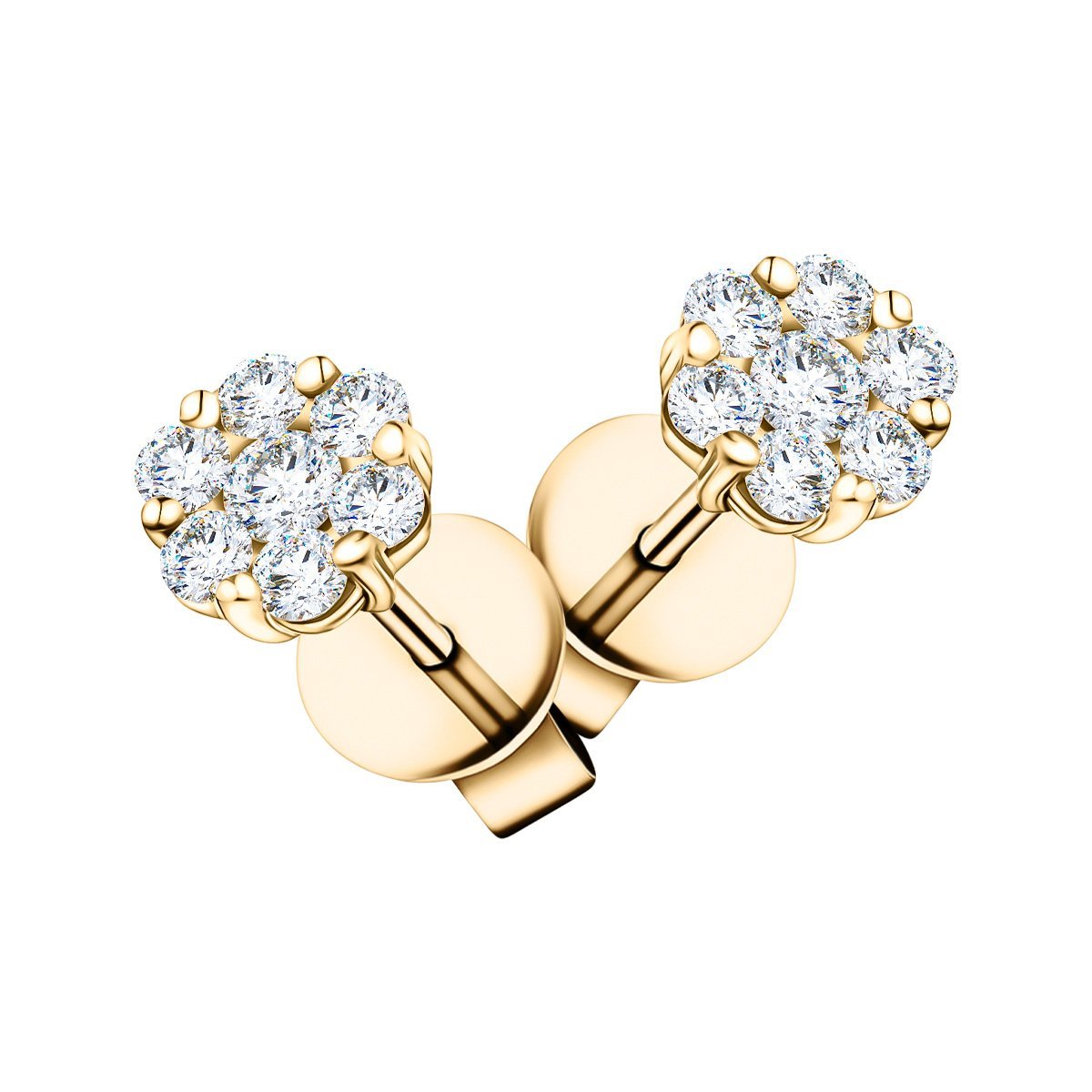 Cluster Diamond Earrings 2.00ct G/SI Quality In 18k Yellow Gold - All Diamond