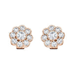 Cluster Earrings 1.10ct G/SI Quality Diamond in 18k Rose Gold - All Diamond
