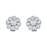 Cluster Earrings 1.10ct G/SI Quality Diamond in 18k White Gold - All Diamond