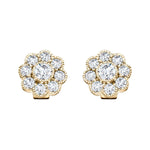Cluster Earrings 1.10ct G/SI Quality Diamond in 18k Yellow Gold - All Diamond