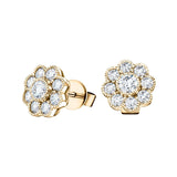 Cluster Earrings 1.10ct G/SI Quality Diamond in 18k Yellow Gold - All Diamond