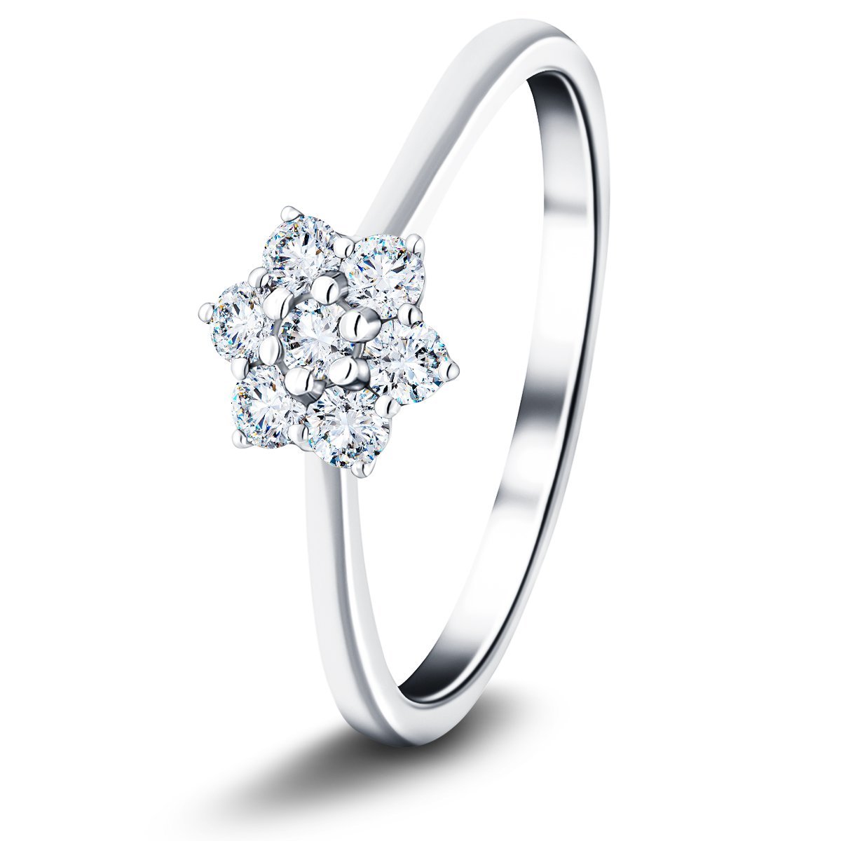Diamond 0.25ct G/SI Quality 18k White Gold Cluster Ring - All Diamond