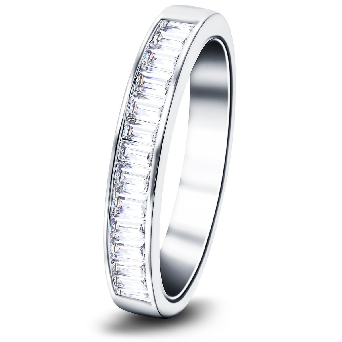 Diamond Baguette Channel Half Eternity Ring 0.50ct in Platinum - All Diamond