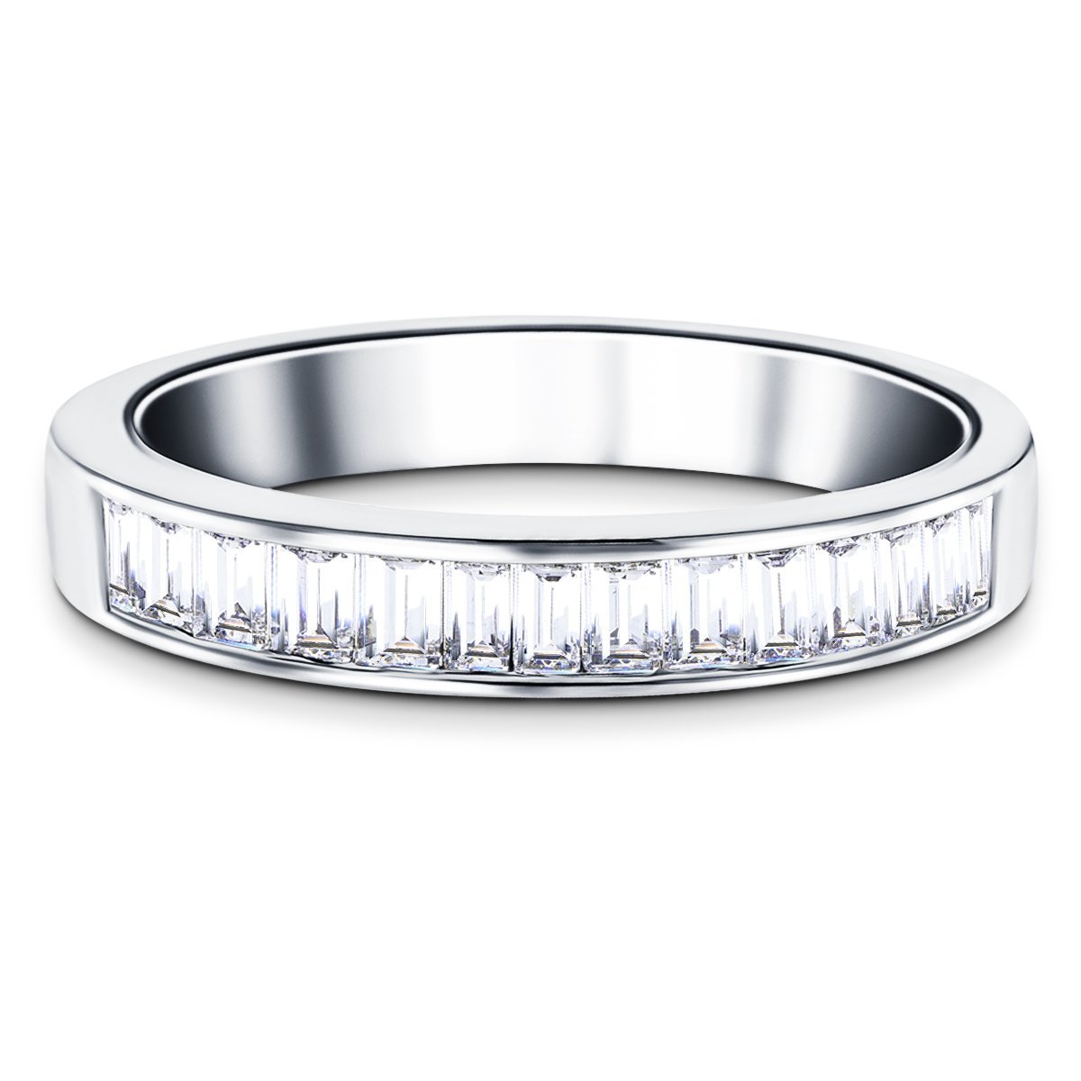 Diamond Baguette Channel Half Eternity Ring 0.50ct in Platinum - All Diamond