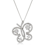 Diamond Butterfly Necklace Pendant 0.60ct G/SI Quality 18k White Gold - All Diamond