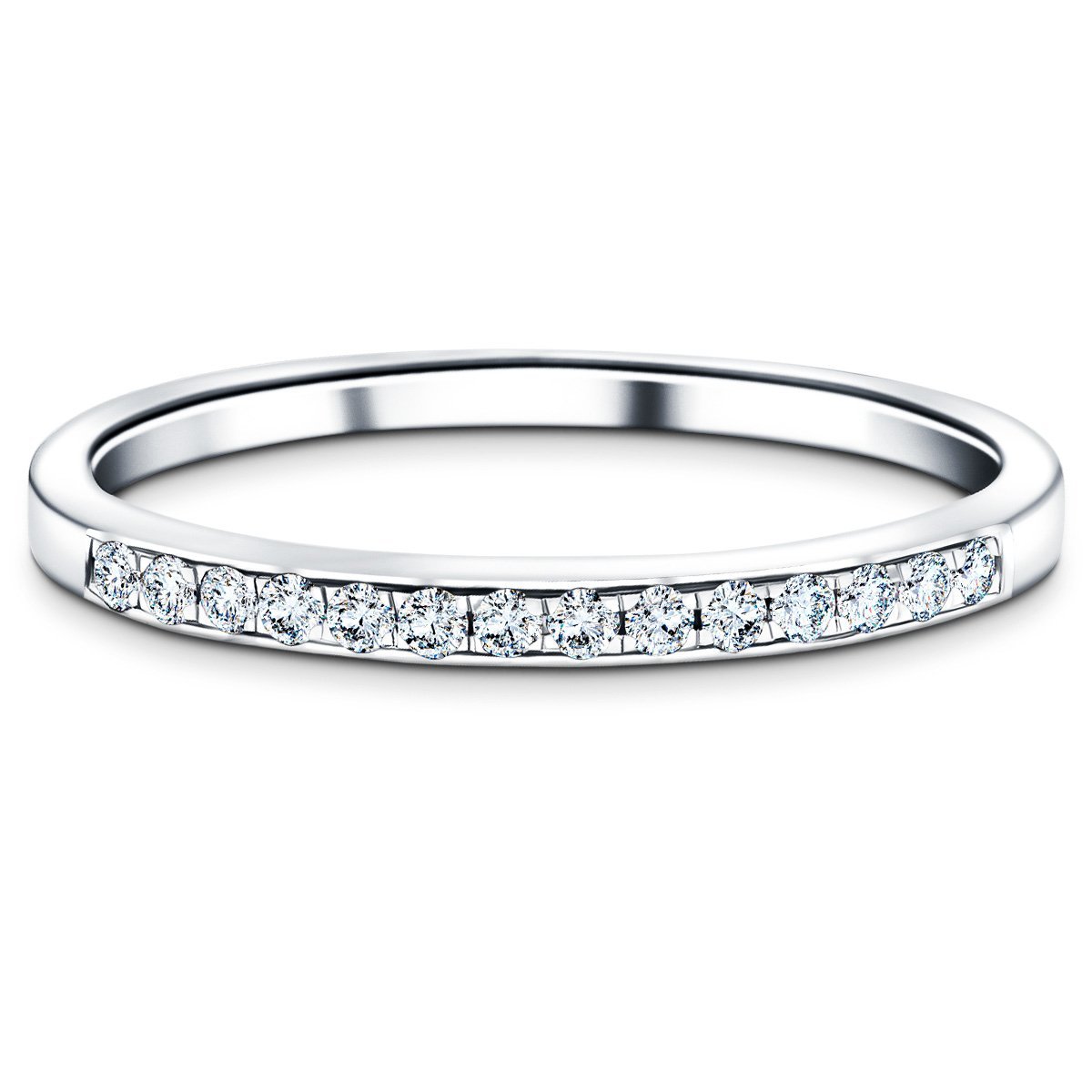 Diamond Channel Set Half Eternity Ring 0.15ct G/SI 9k White Gold - All Diamond