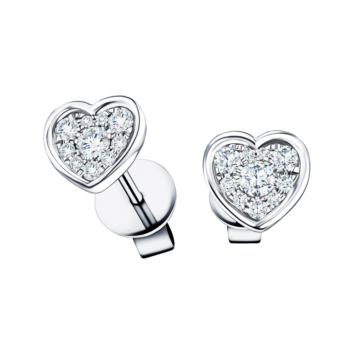 Diamond Cluster Heart Earrings 0.20ct G/SI Quality 18k White Gold - All Diamond