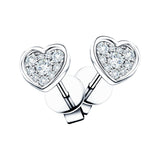 Diamond Cluster Heart Earrings 0.20ct G/SI Quality 18k White Gold - All Diamond