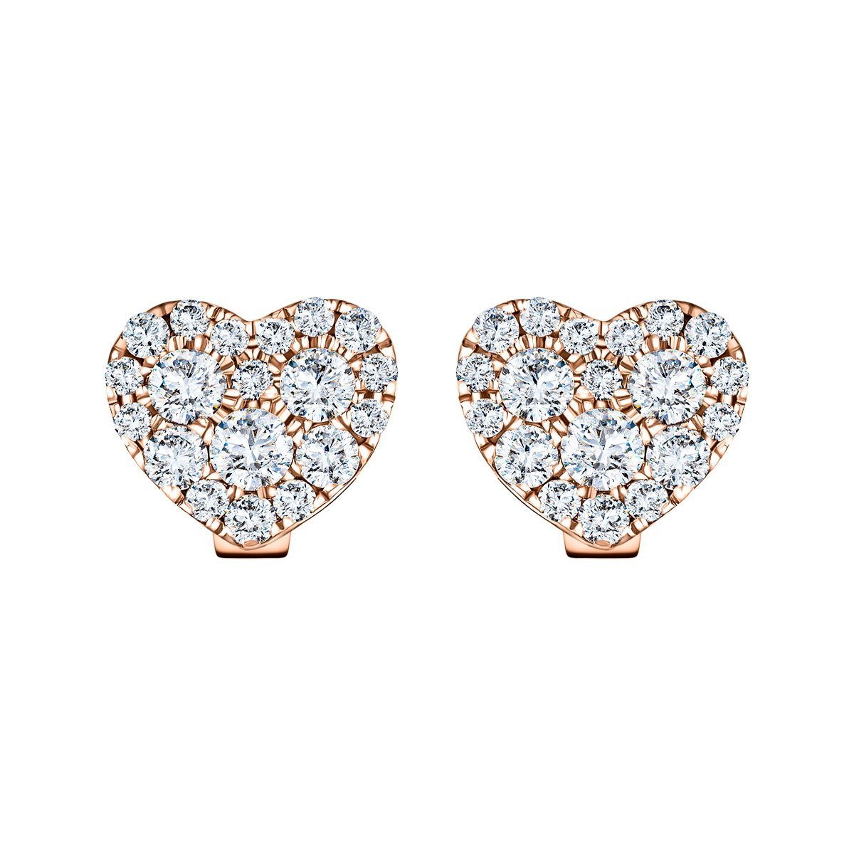 Diamond Cluster Heart Earrings 0.70ct G/SI 18k Rose Gold - All Diamond