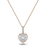 Diamond Cluster Pendant Necklace 0.25ct G/SI 18k Rose Gold 7.8mm - All Diamond