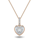Diamond Cluster Pendant Necklace 0.25ct G/SI 18k Rose Gold 7.8mm - All Diamond