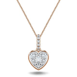 Diamond Cluster Pendant Necklace 0.25ct G/SI 18k Rose Gold 7.8mm - All Diamond